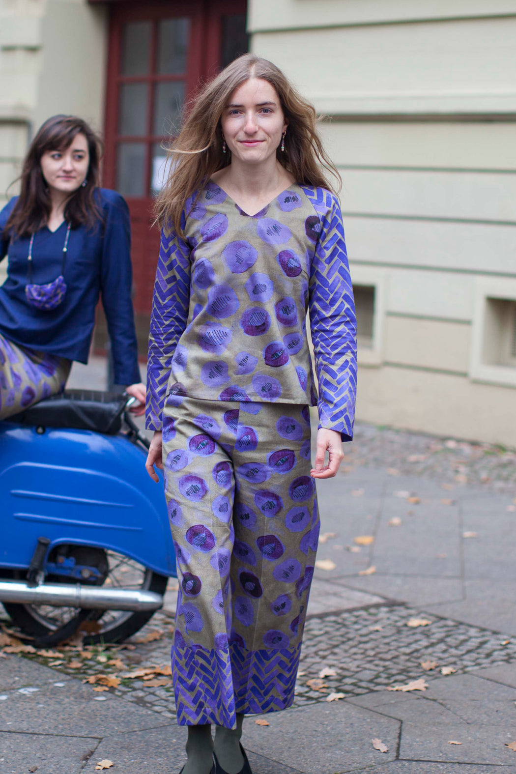 Culottes Beige Purple with Dots | Clara Kaesdorf