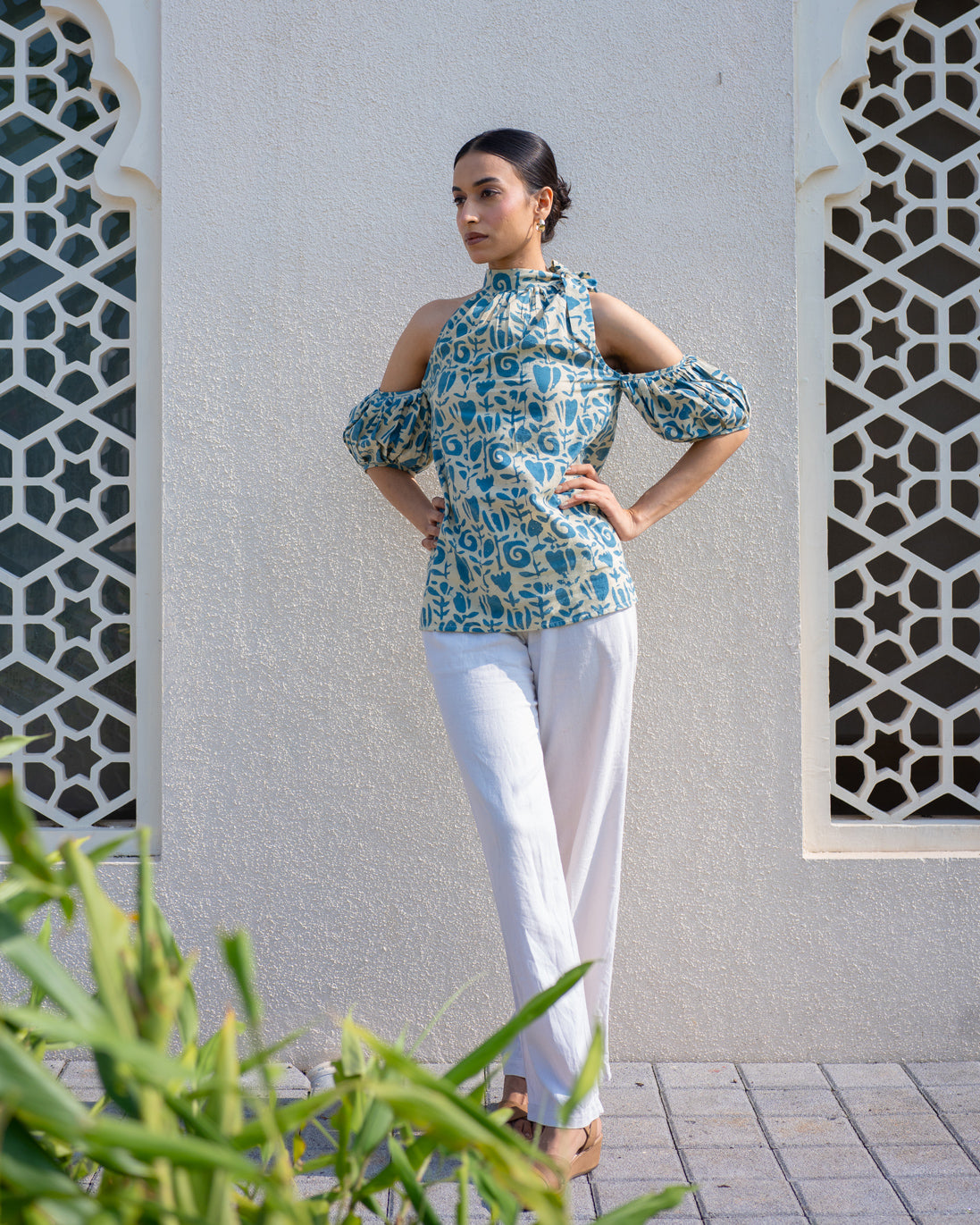 Neela Ribboned Handmade Top | Jiwya