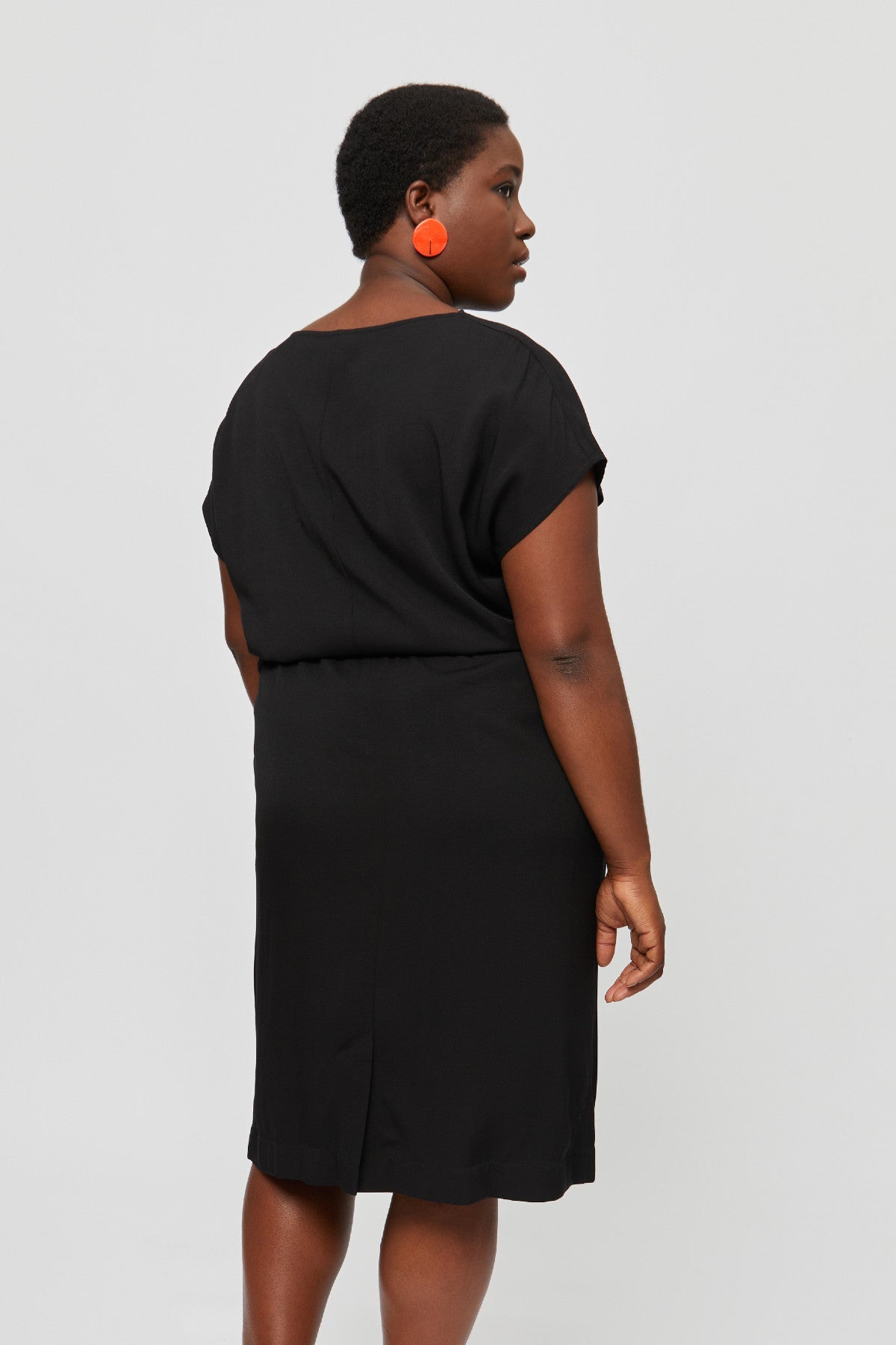 Amy | Midi Dress with Pencil Skirt and Neckline Detail in Black