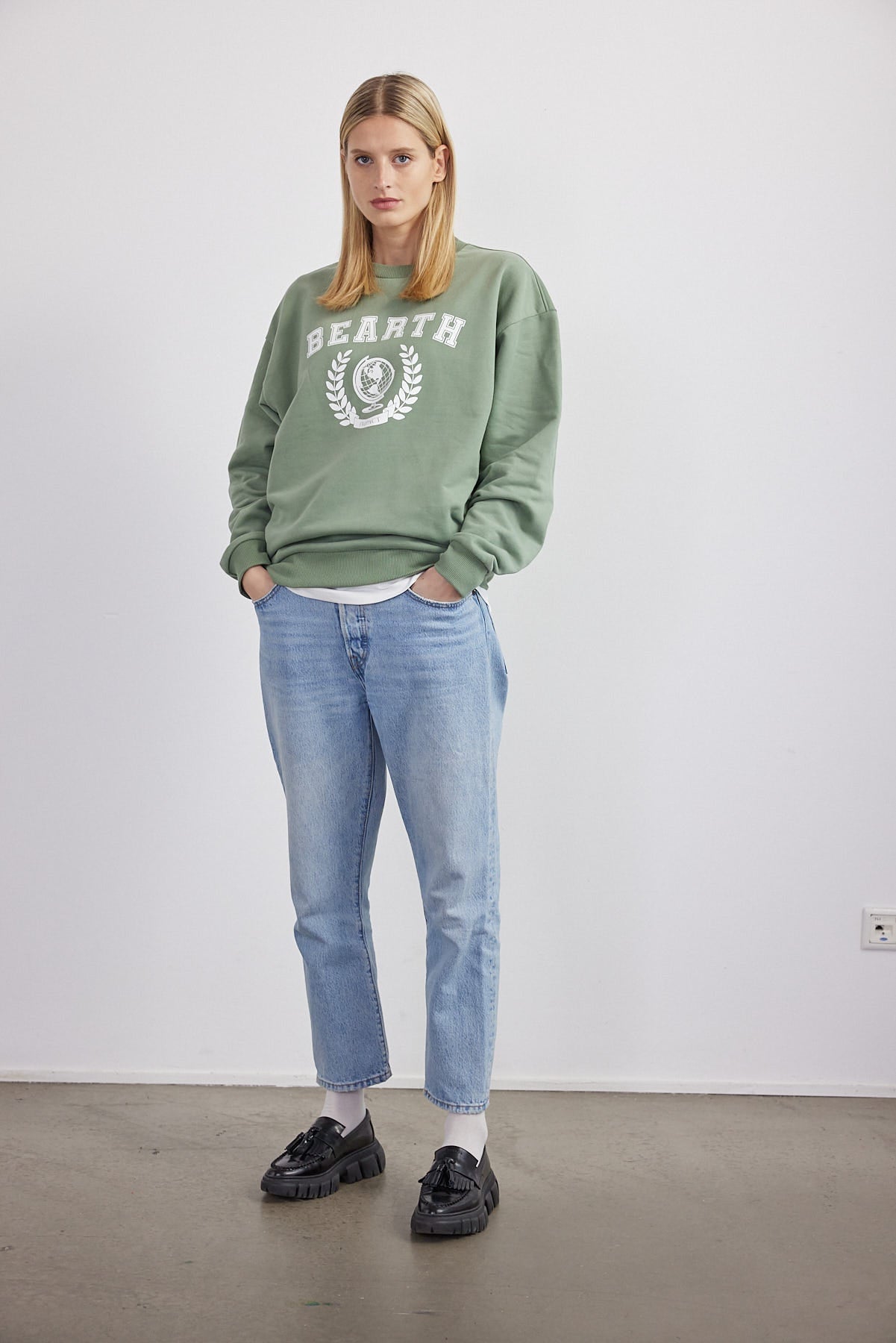 Sweatshirt Unisex College Print Bio-Baumwoll Mix (w)