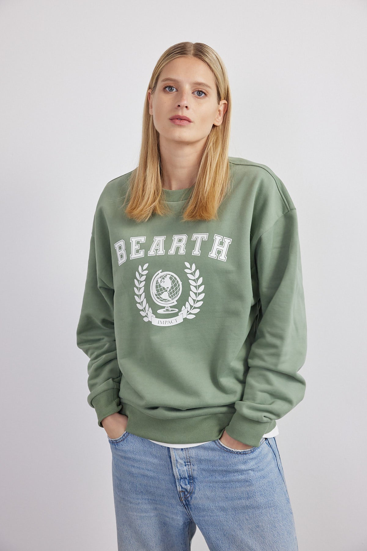 Sweatshirt Unisex College Print Bio-Baumwoll Mix (w)