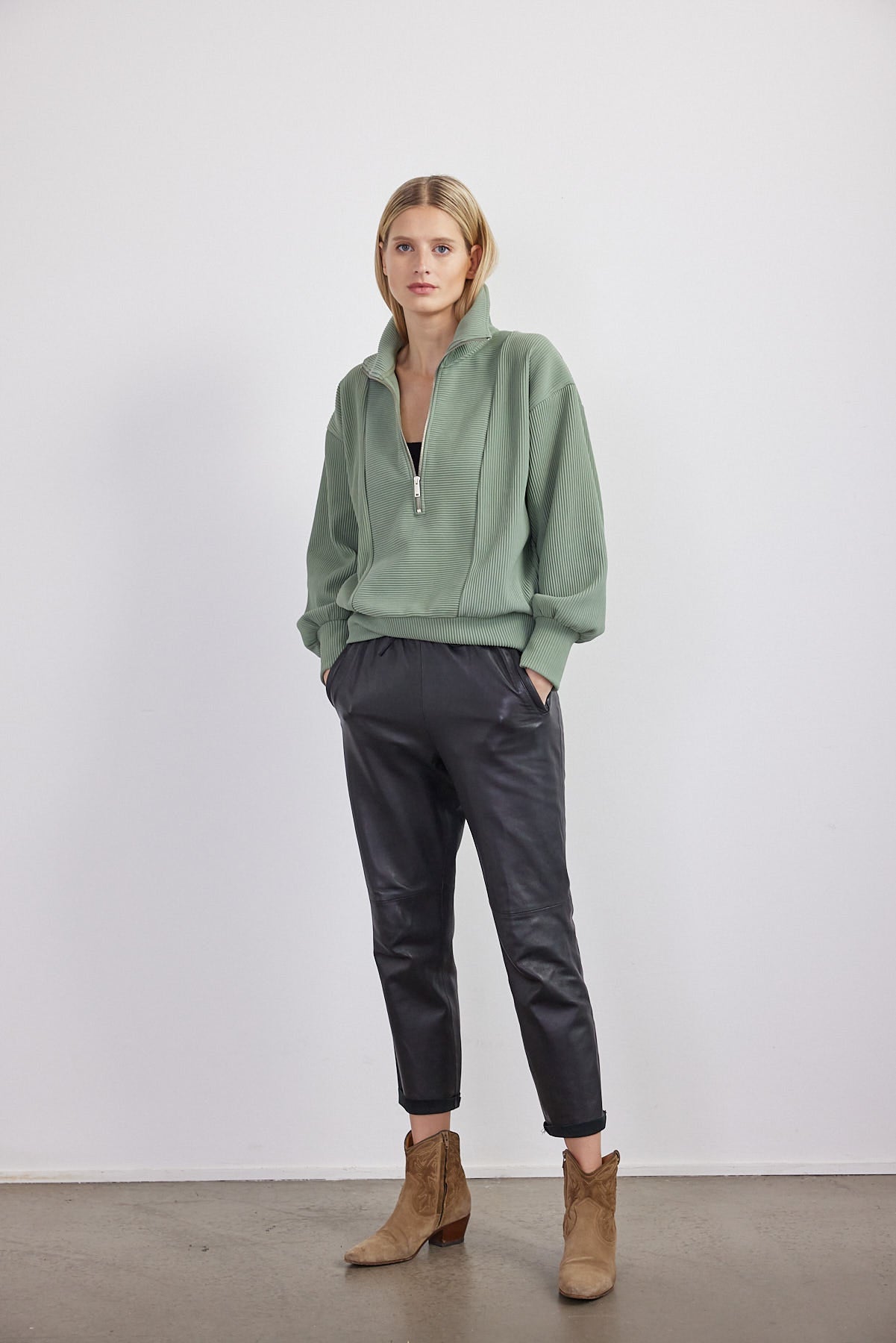 Half Zip Women Bio-Baumwoll Mix