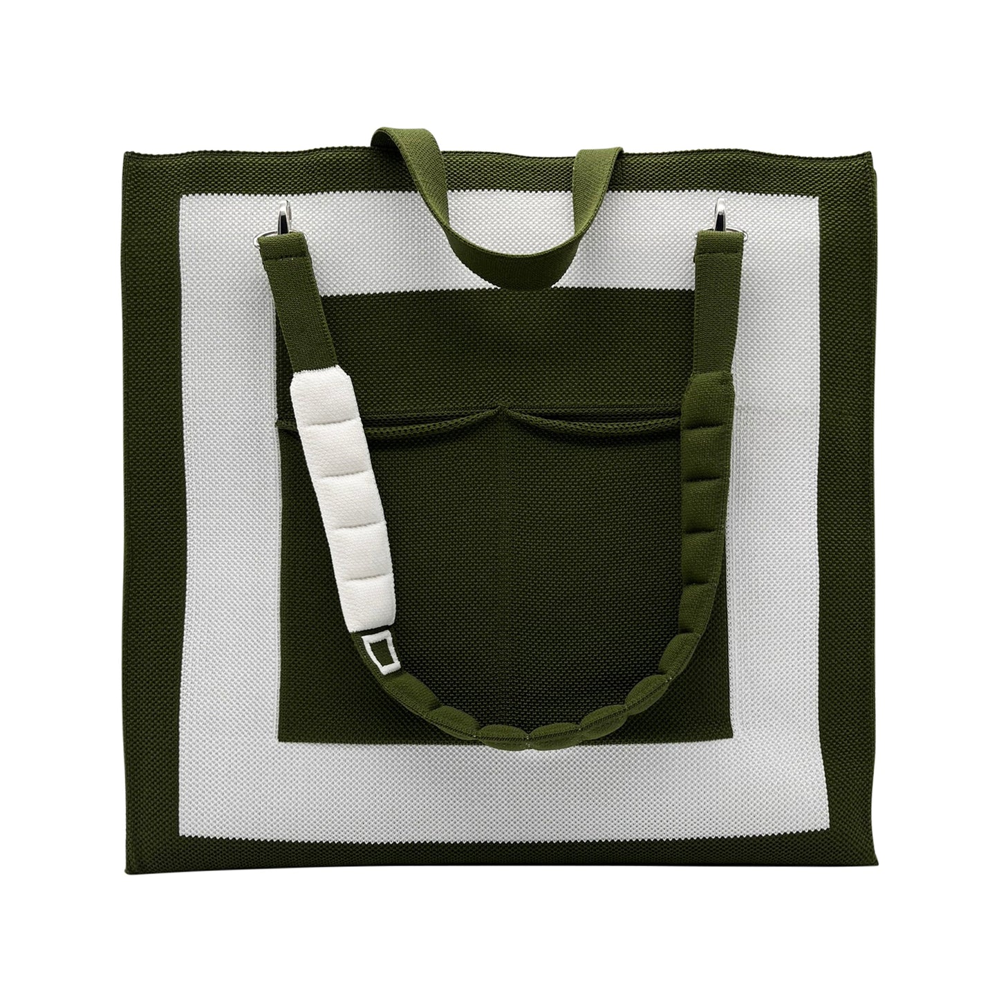 London Tote Bag: Olive Green+White*