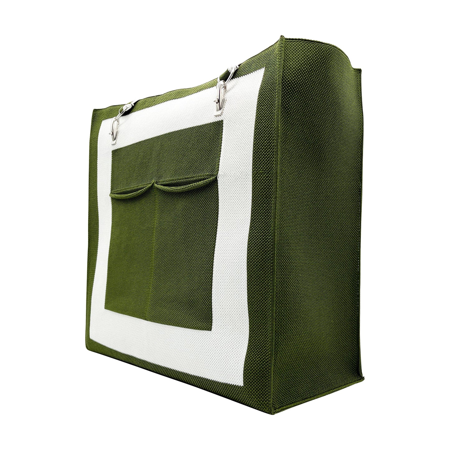 London Tote Bag: Olive Green+White*