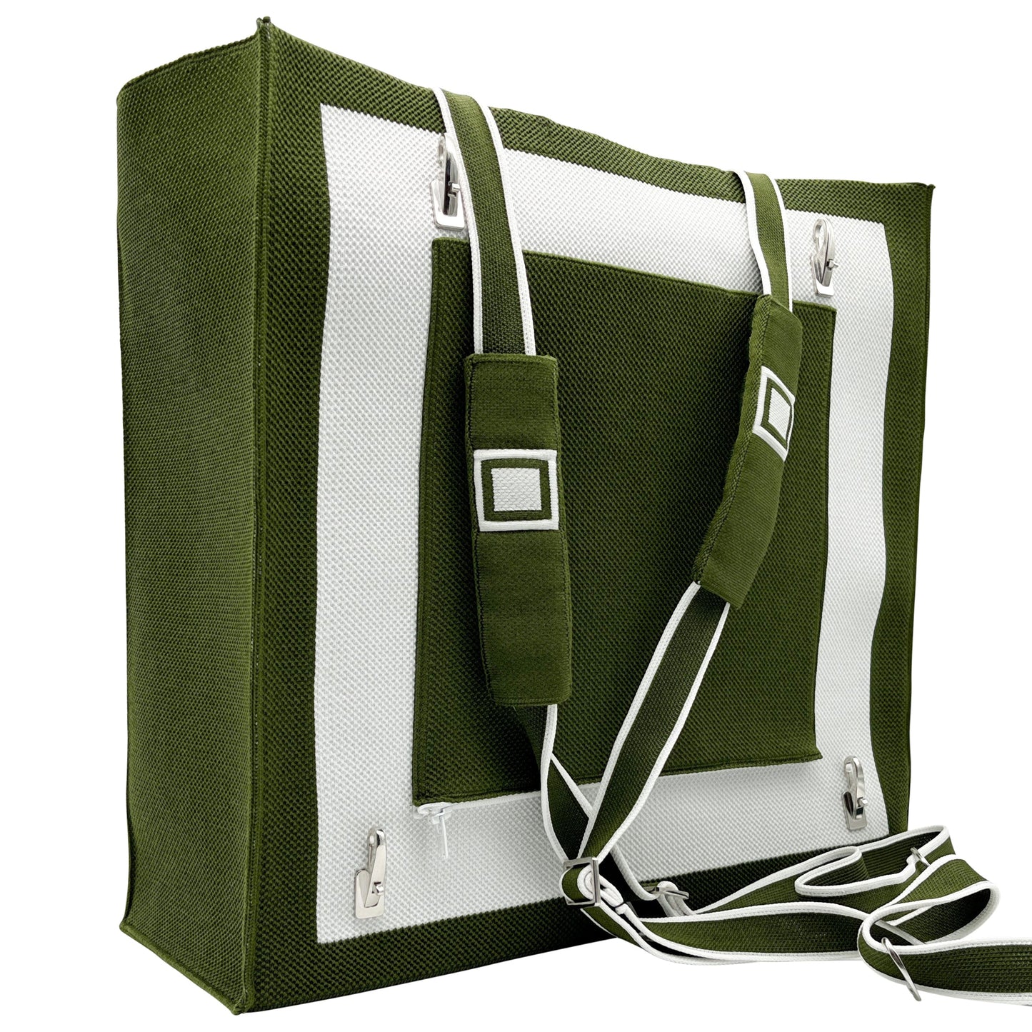 London Tote Bag: Olive Green+White*