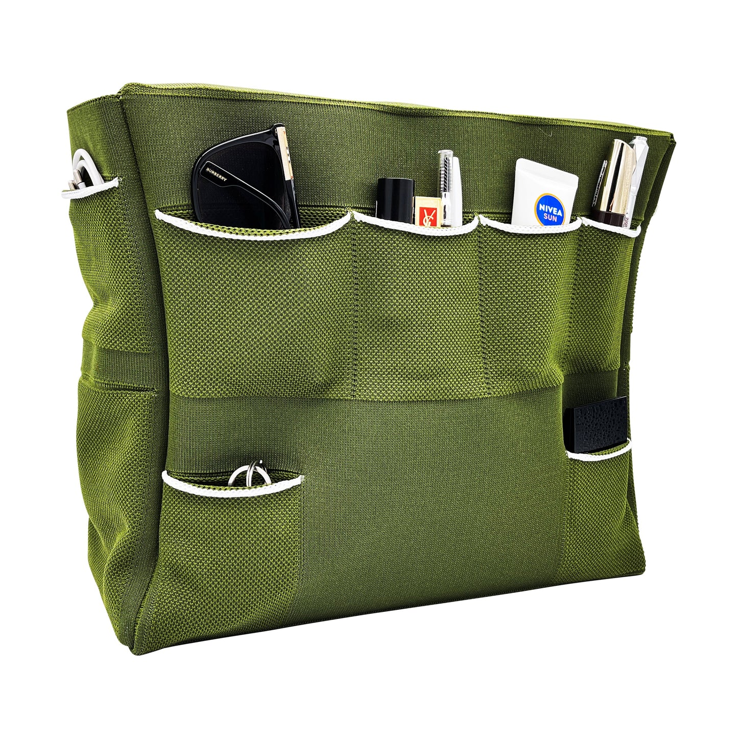 London Tote Bag: Olive Green+White*