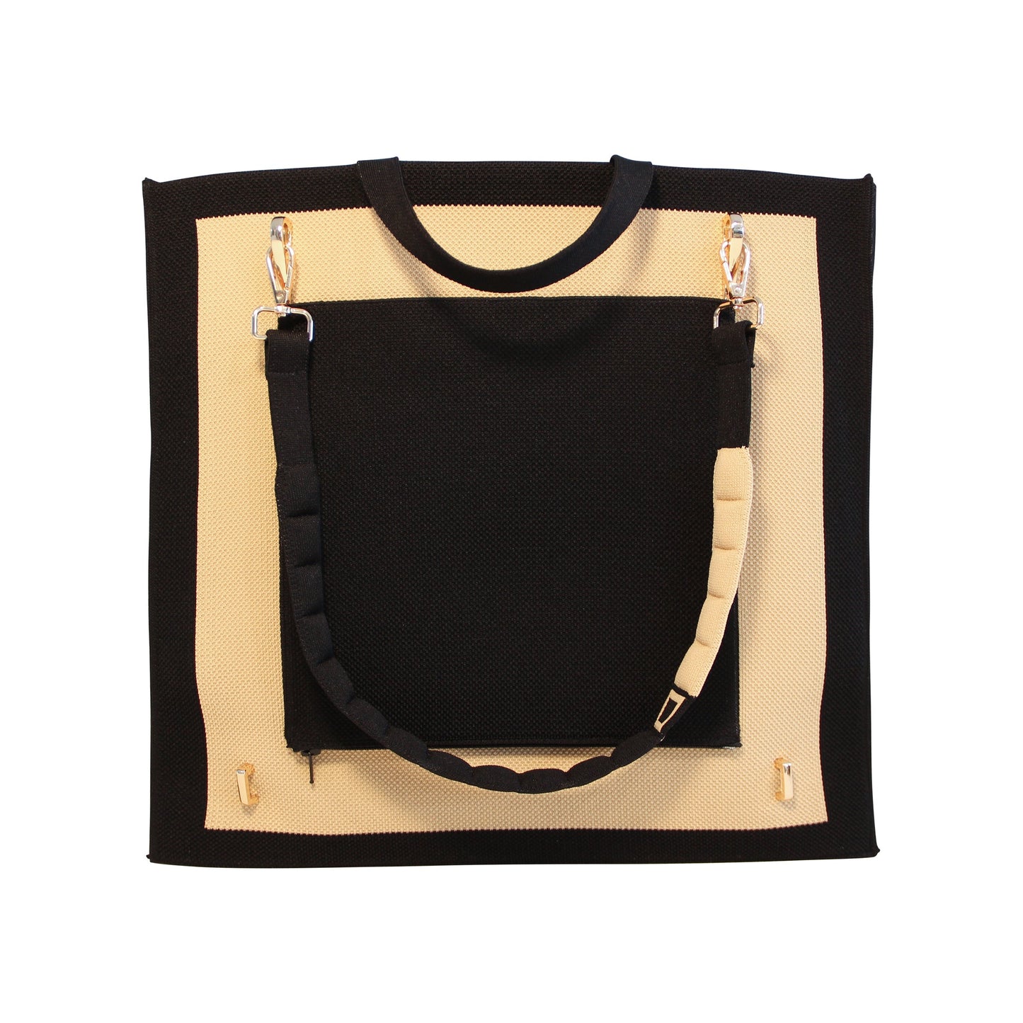 London Tote Bag: Beige + Black