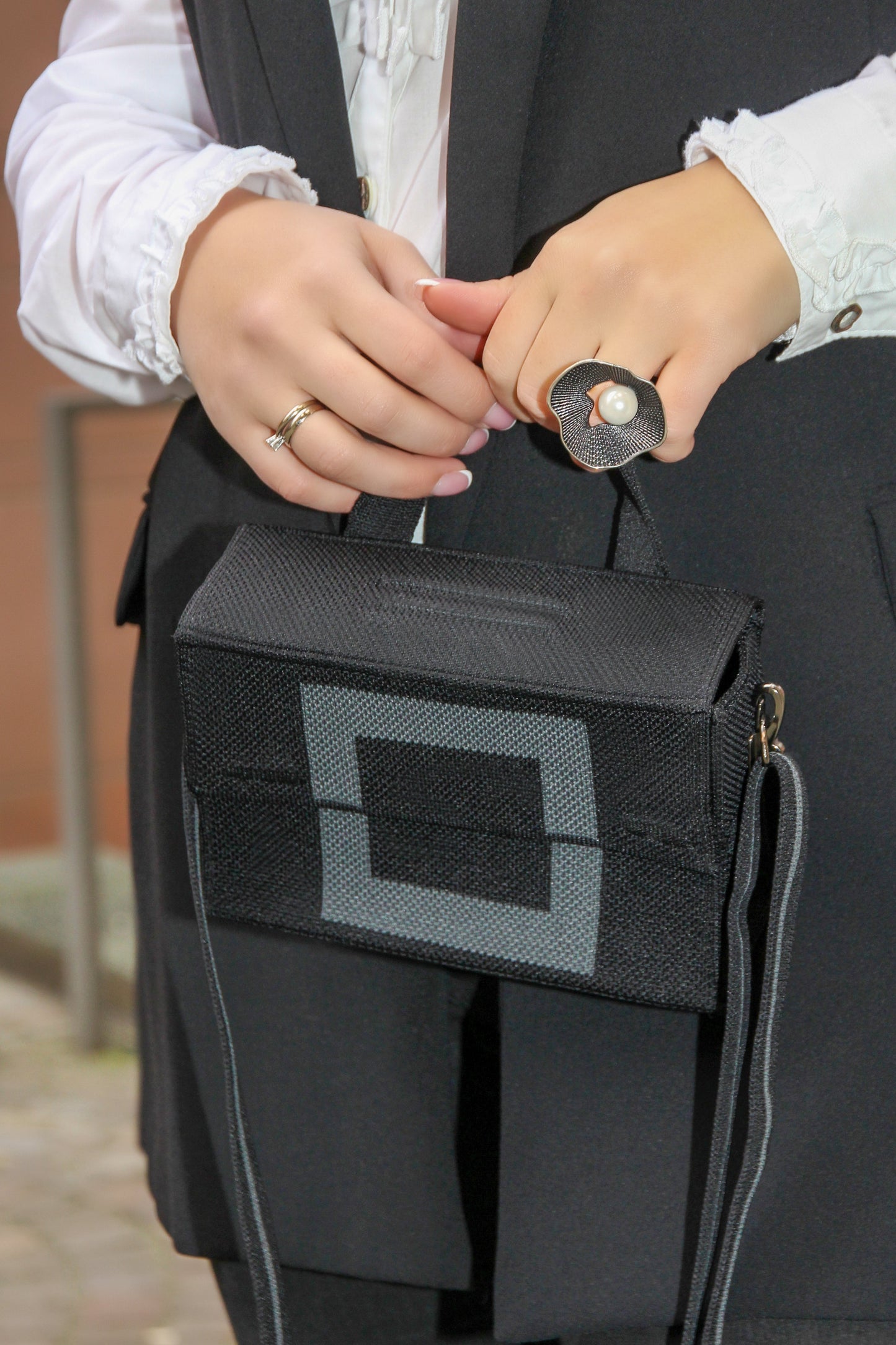 Paris Clutch: Black + Dark Grey