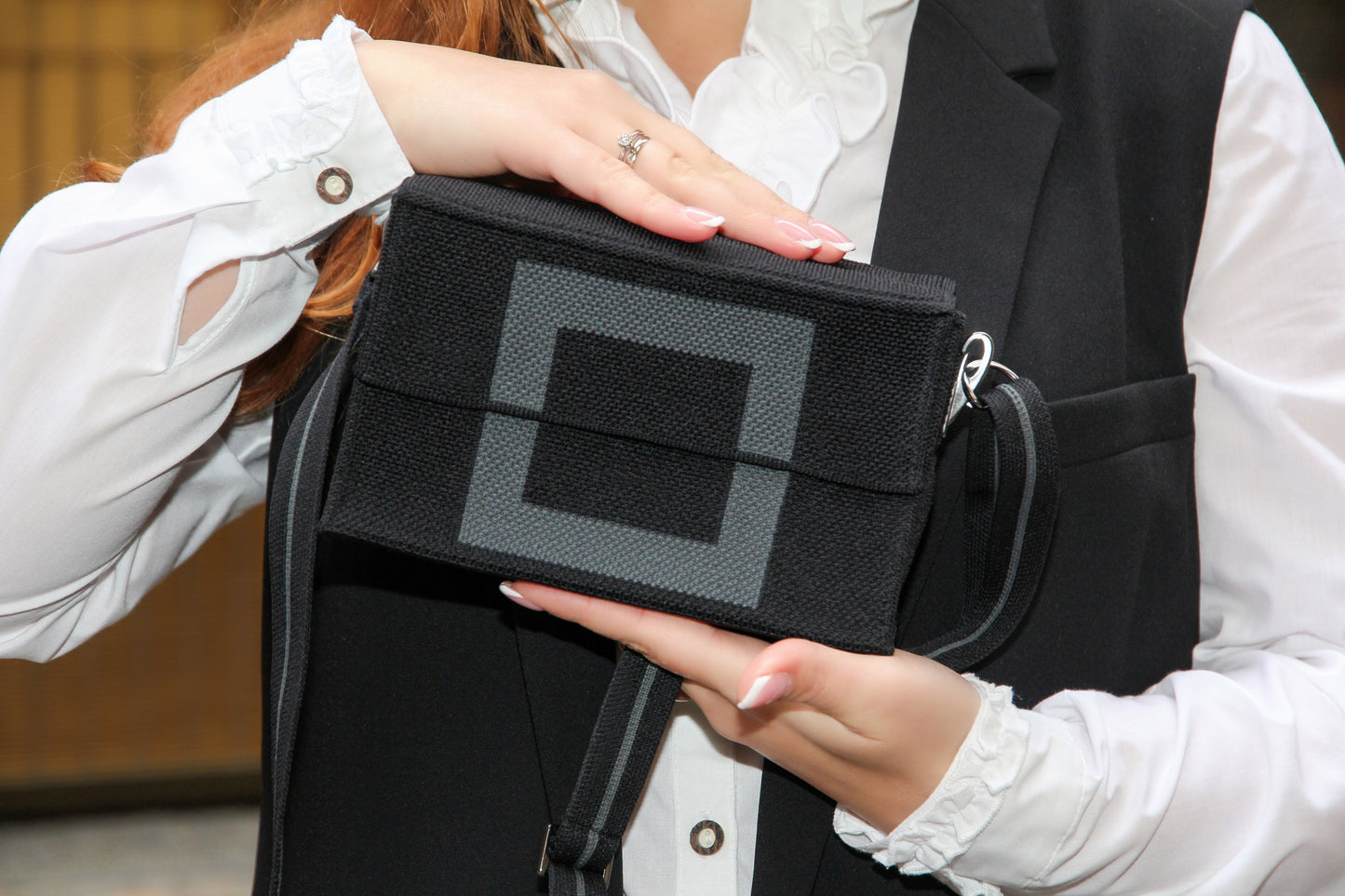 Paris Clutch: Black + Dark Grey