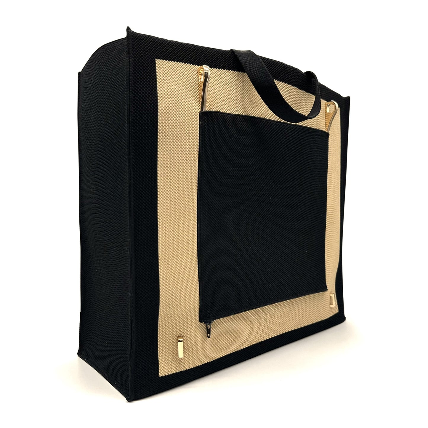 London Tote Bag: Beige + Black