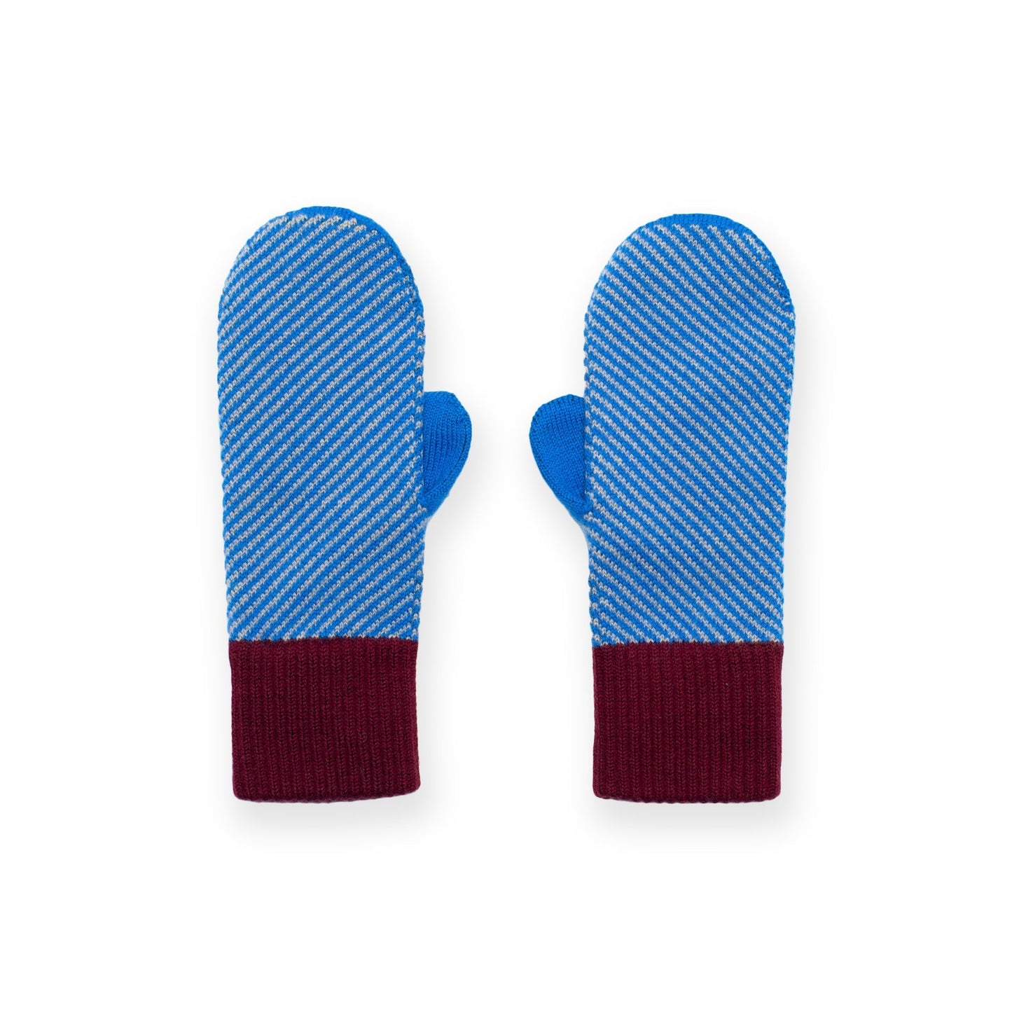 Striped mittens cobalt - nude